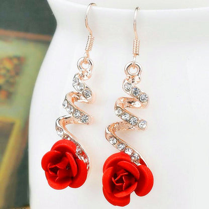 Korean Style Creative Rose Flower Earrings (Fashionable)