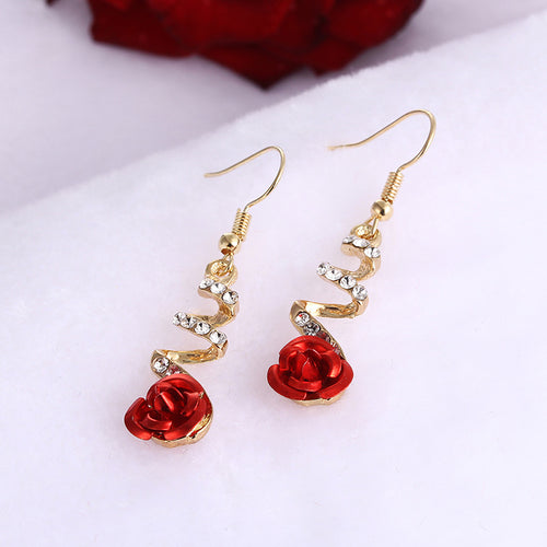 Korean Style Creative Rose Flower Earrings (Fashionable)
